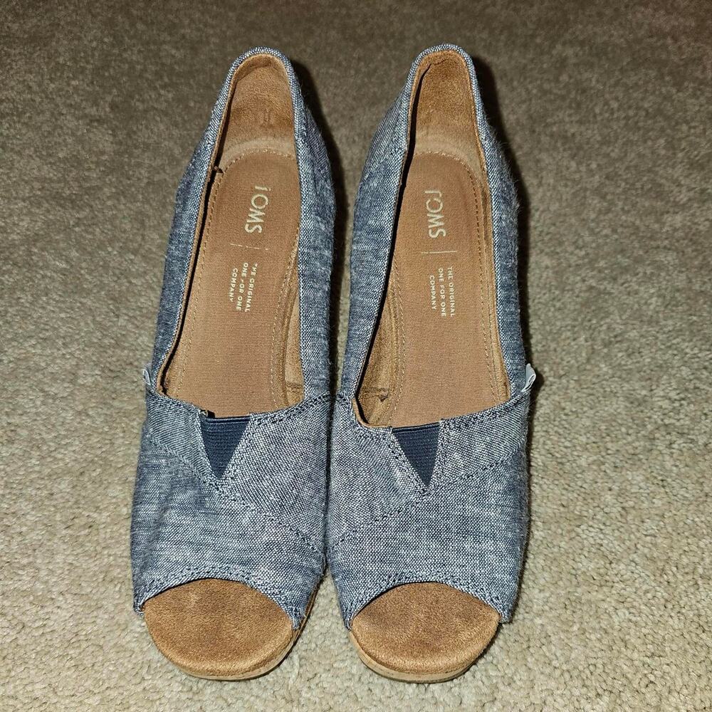 Blue denim wedge toms wedge - Picture 2 of 6